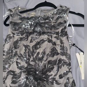 NEW Calvin Klein Silver Sequin Evening Dress